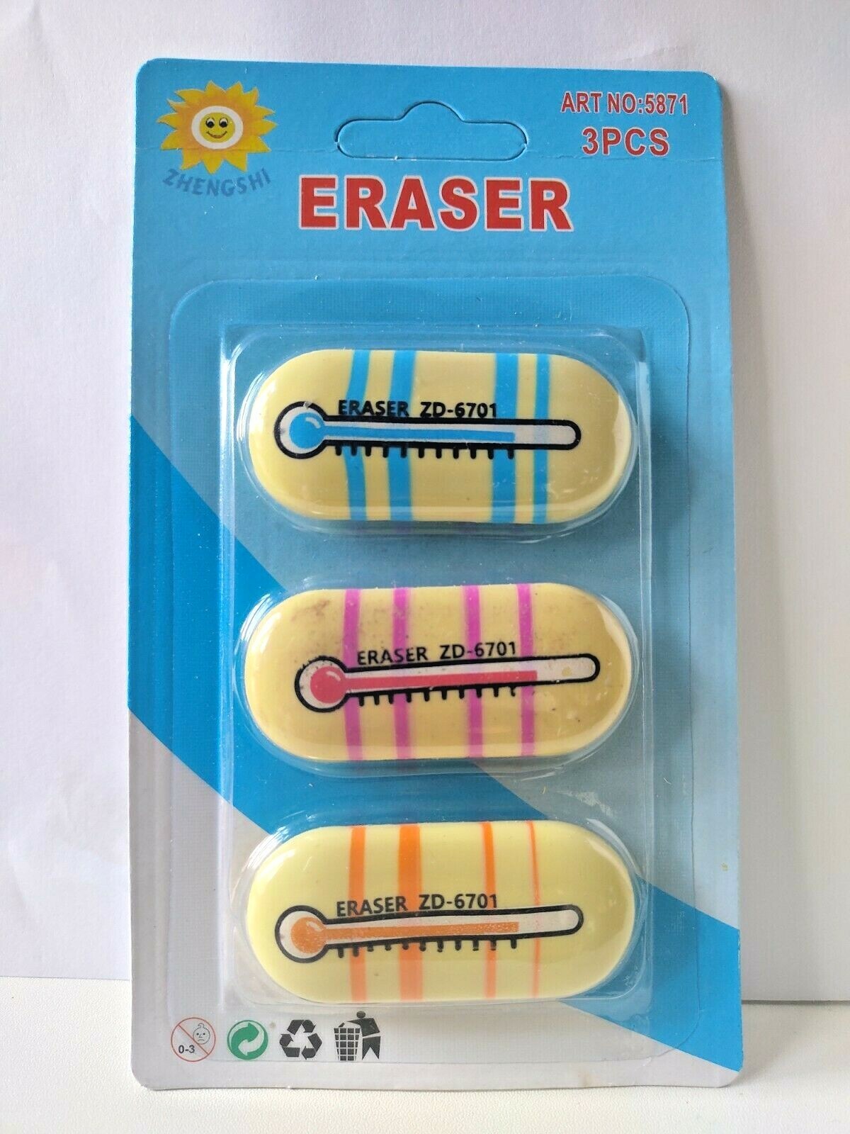 Temperature Erasers Set Children Boys Girl Kids Home Office School 3 Pieces New