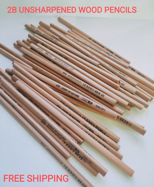 2B Unsharpened Pencils for  Drawing Sketch Quality Wood Pencils for School Home