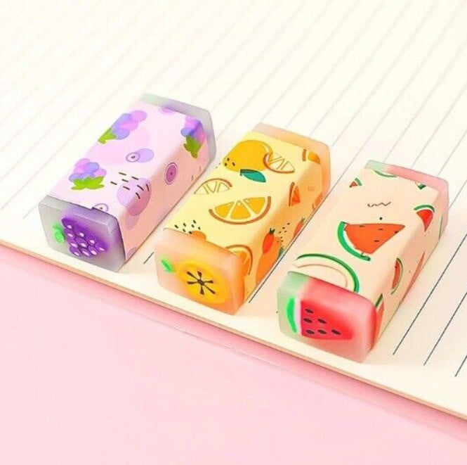 Rubber Eraser Fruity And Dinosaur For Drawing Home Office School 2PCS