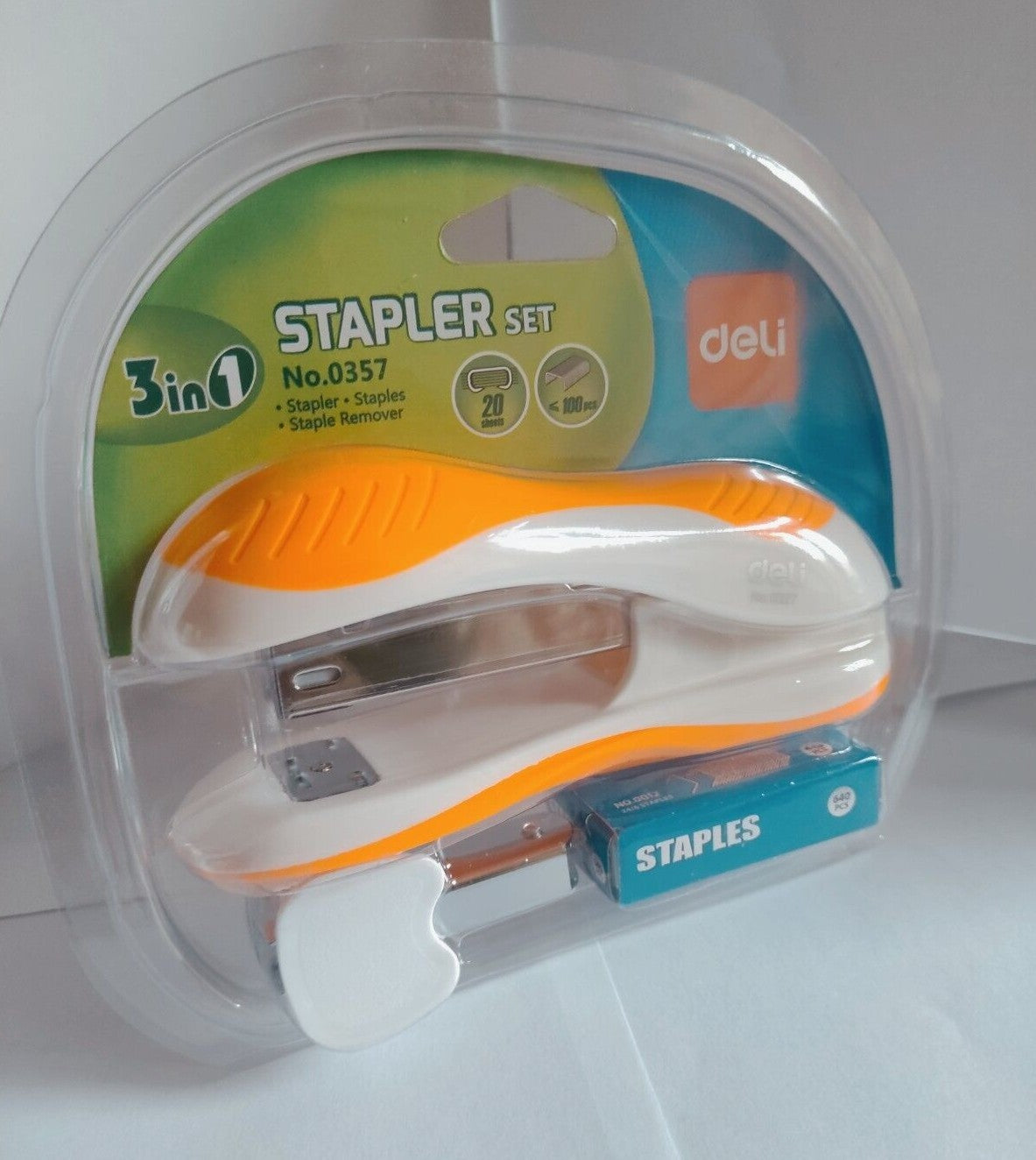  Deli 3 in 1 Stapler Set for Office School Business Random Colours Brand New