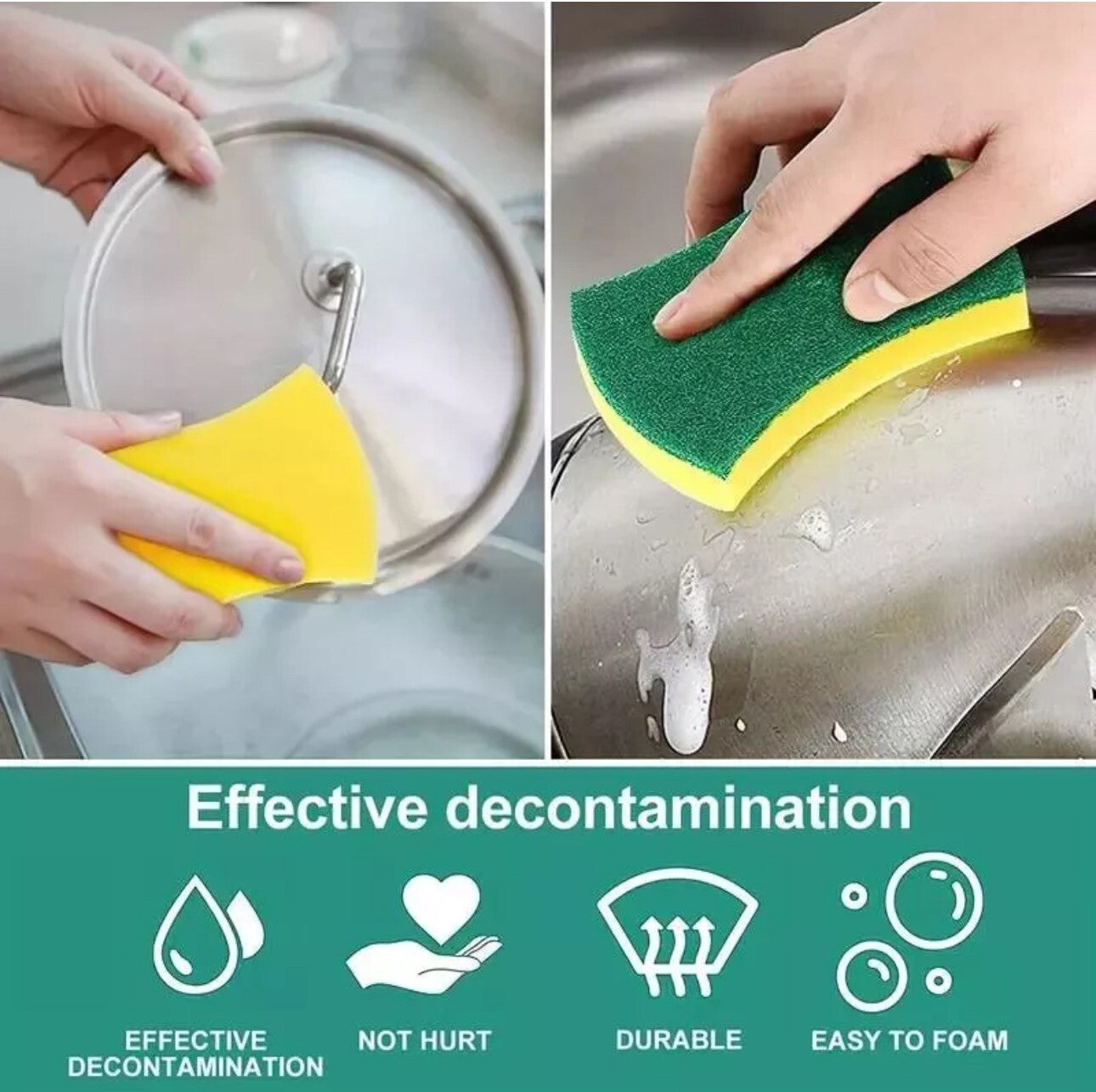 Sponge Scourers Dish Pads Kitchen Cleaning Washing Up Scouring Pack 44Pcs