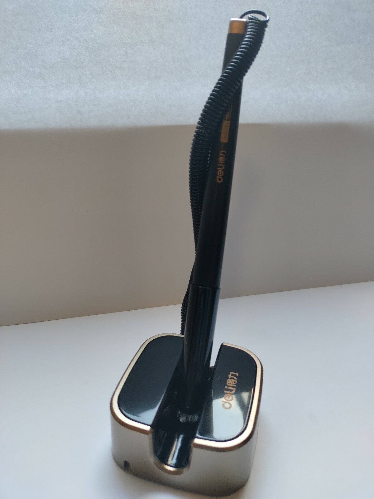 Reception Pen Desk Set On Chain With Stand- Black Counter Pen New