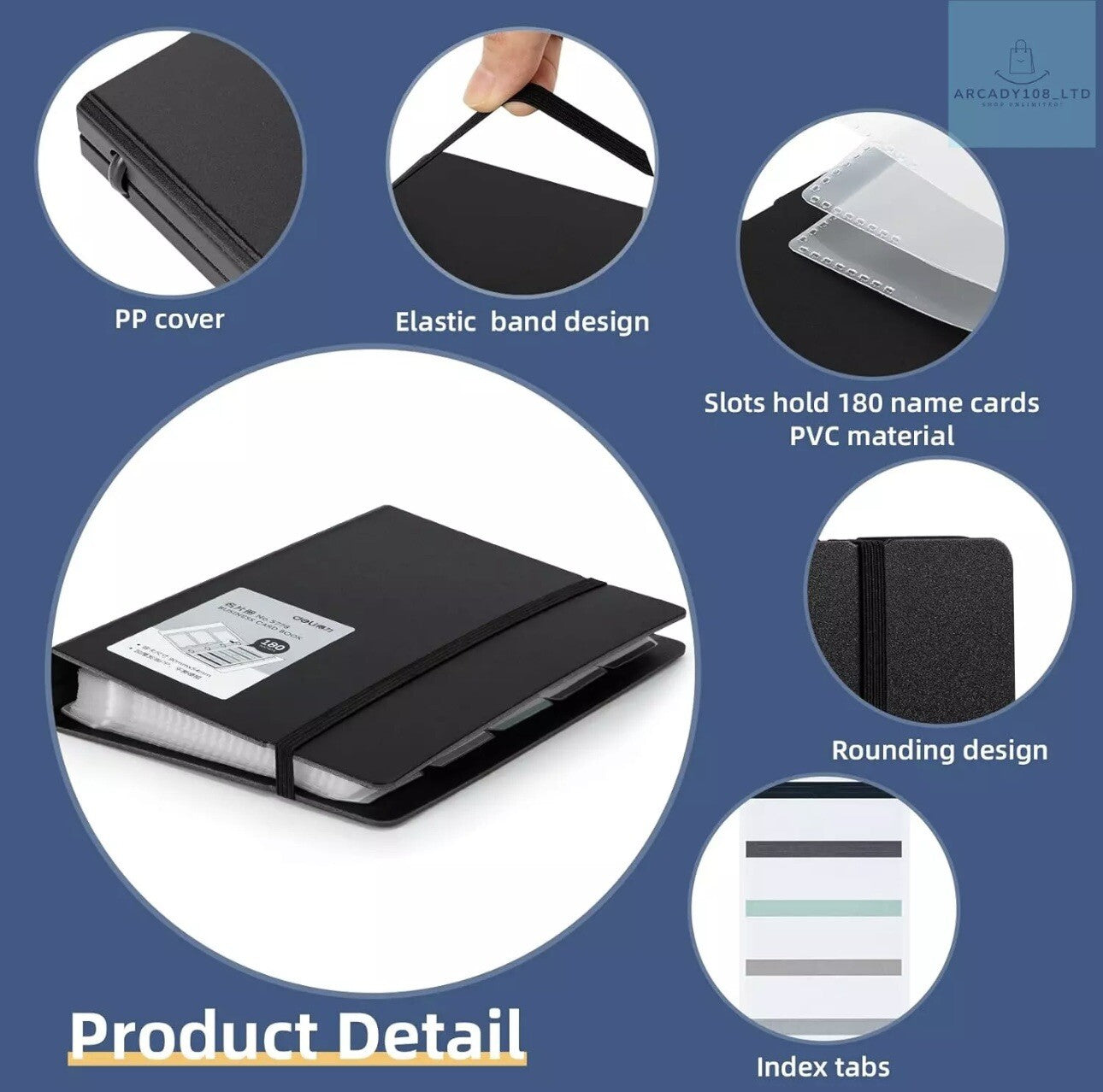 Deli Business Name Card Book Booklet Wallet Holder 180 cards Organiser Folder