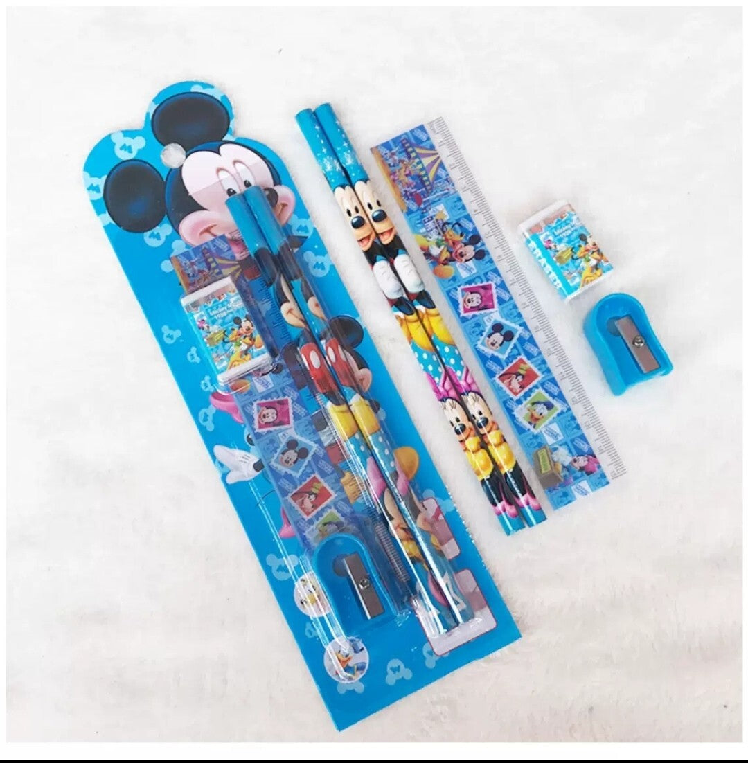 DISNEY 5PCS SET STATIONERY RULER SHARPENER PENCIL ERASER SET FOR KIDS SCHOOL NEW