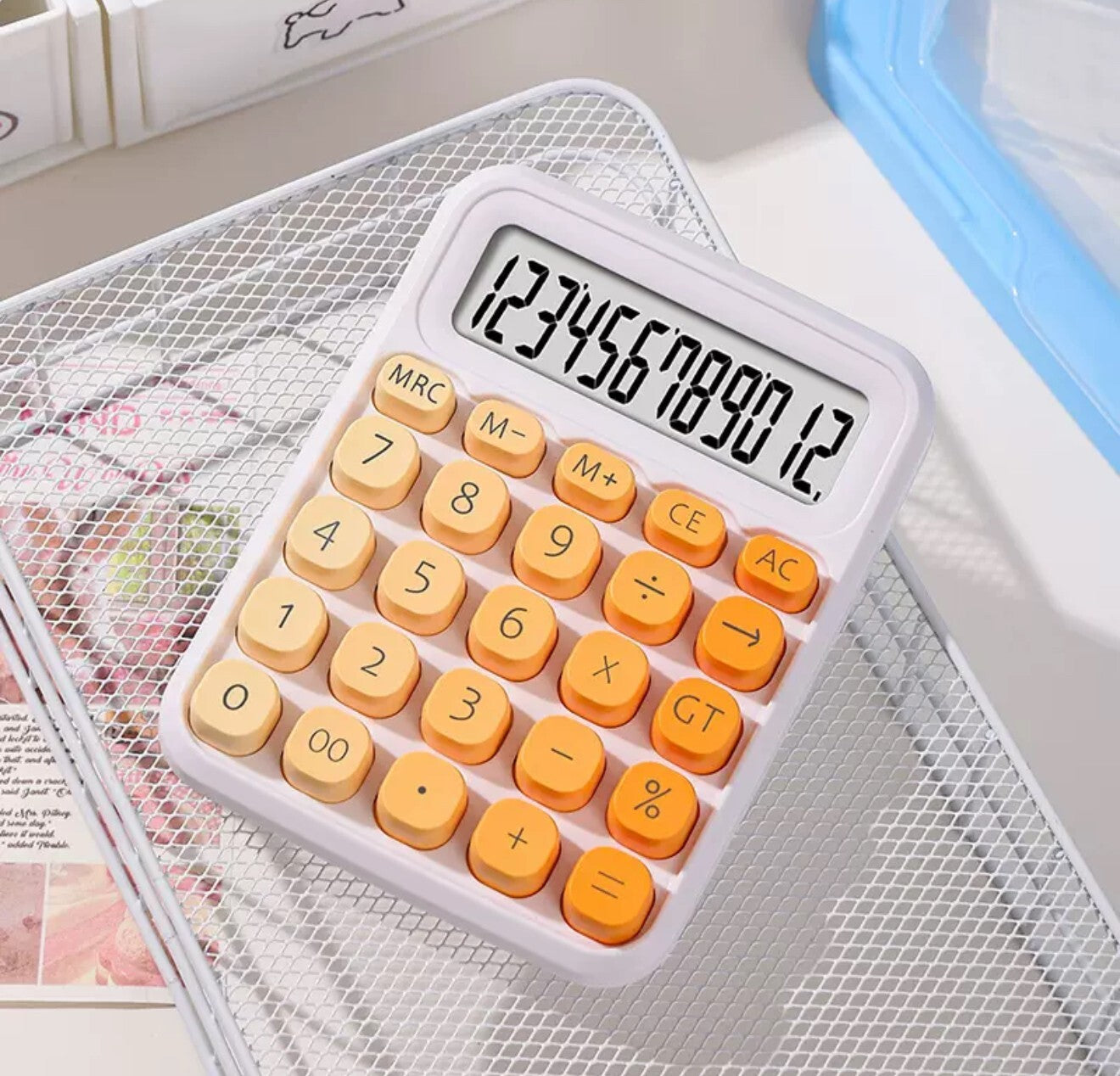 DIGITS DISPLAY DESKTOP CALCULATOR, JUMBO LARGE BUTTONS- 12 DIGITS RANDOM COLOURS