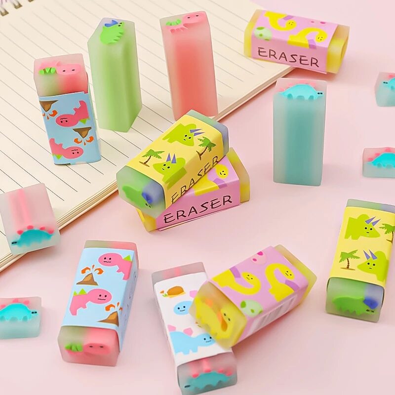 Rubber Eraser Fruity And Dinosaur For Drawing Home Office School 2PCS