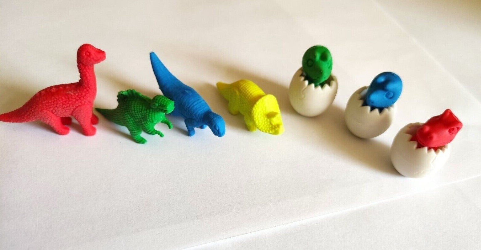 Dinosaur Rubber Erasers Children School Home Office Drawing 10 Pieces New