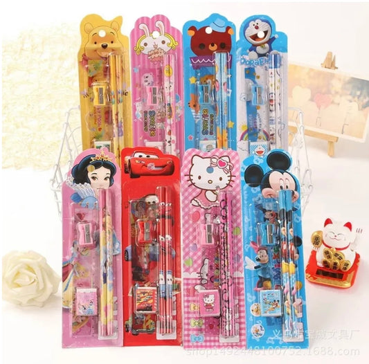 DISNEY 5PCS SET STATIONERY RULER SHARPENER PENCIL ERASER  SET FOR KIDS SCHOOL