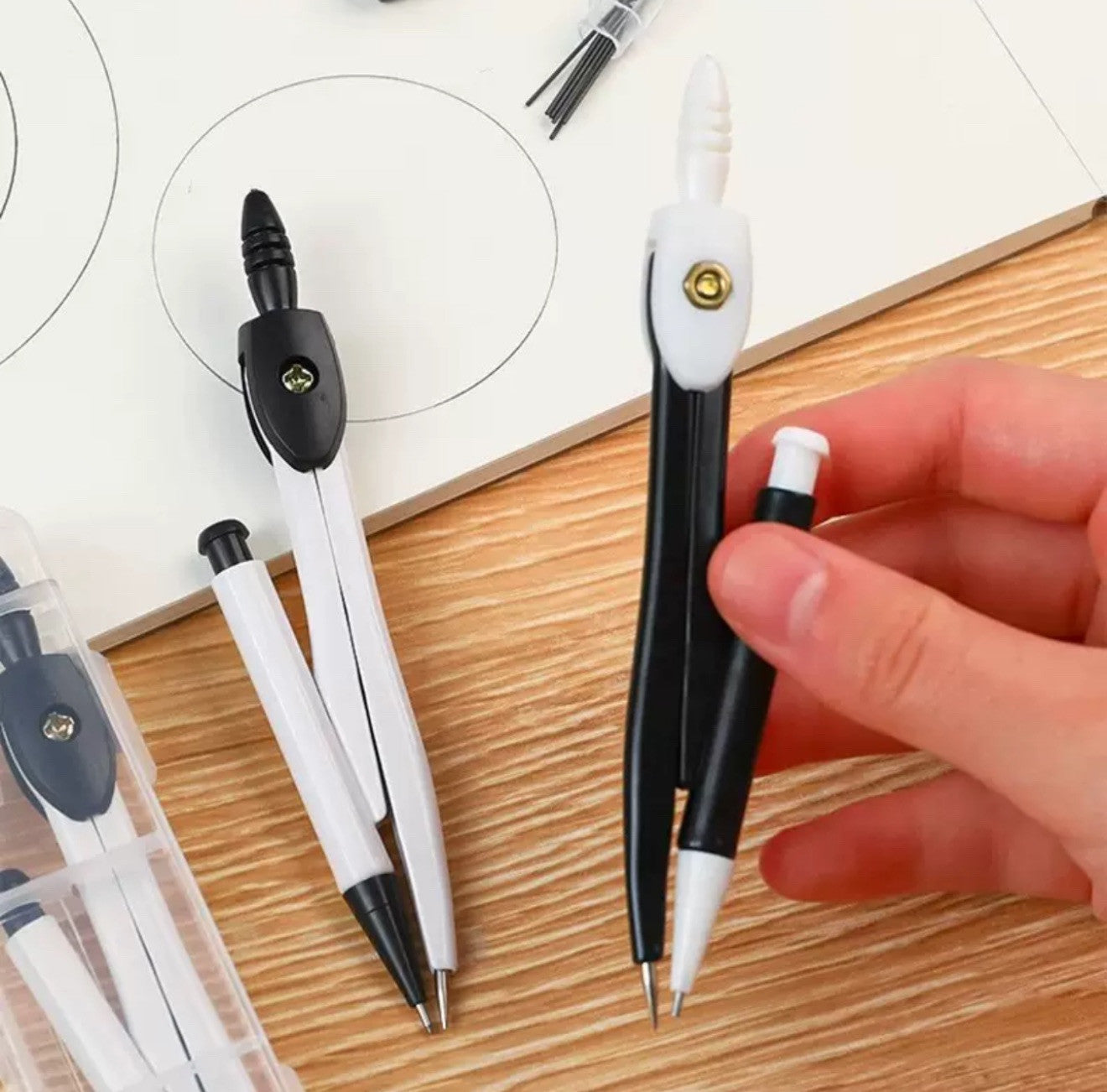 Technical Drawing Compass Set Boxed Case Geometry School Protractor Drafting